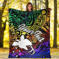 Papua New Guinea Custom Personalised Premium Blanket - Rainbow Polynesian Pattern - Polynesian Pride