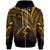 Papua New Guinea Zip Hoodie Gold Color Cross Style Unisex Black - Polynesian Pride