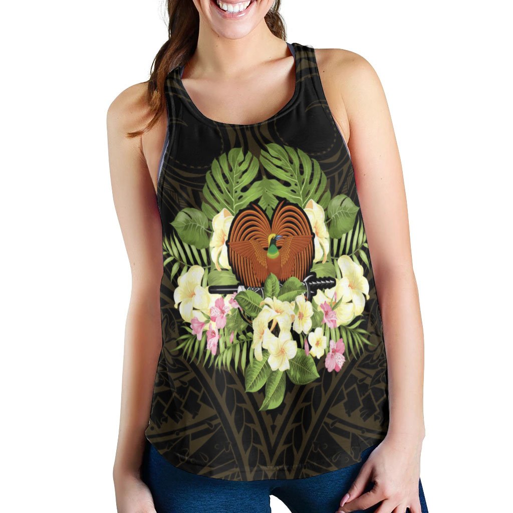 Papua New Guinea Women's Racerback Tank - Polynesian Gold Patterns Collection - Polynesian Pride