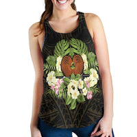 Papua New Guinea Women's Racerback Tank - Polynesian Gold Patterns Collection - Polynesian Pride