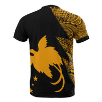 Papua New Guinea Custom T Shirt Polynesian Pattern Gold Style - Polynesian Pride