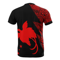 Papua New Guinea Custom T Shirt Polynesian Pattern Red Style - Polynesian Pride