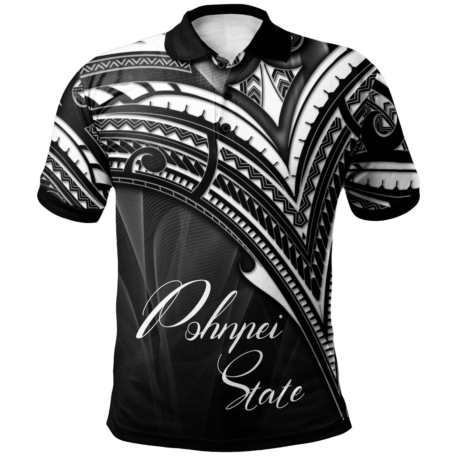 Pohnpei State Polo Shirt Cross Style Unisex Black - Polynesian Pride