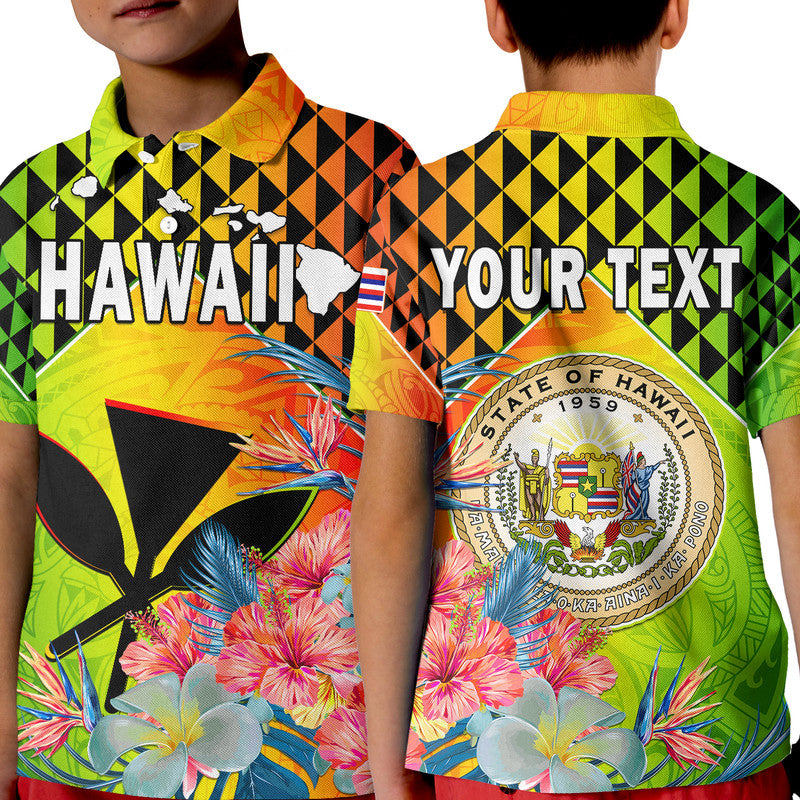 (Custom Personalised) Hawaii Polo Shirt KID Hawaiian Tribal Kanaka Maoli Hibiscus LT14 Kid Reggae - Polynesian Pride