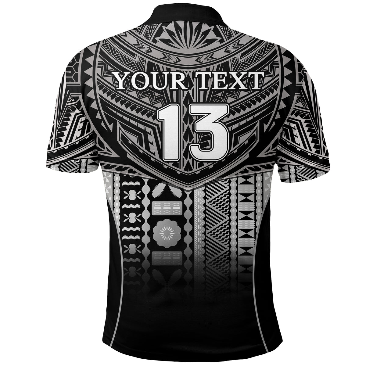 Custom Fiji Faithful Polo Shirt Version Black Custom Text and Number LT13 - Polynesian Pride