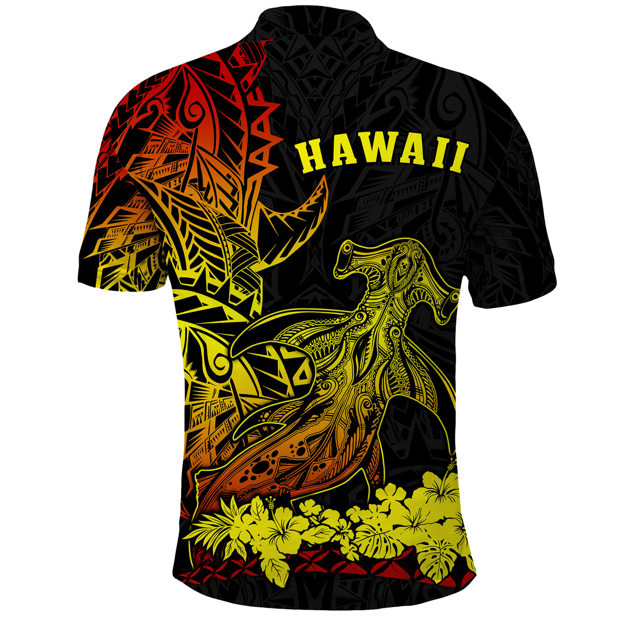 Hawaii Polynesian Polo Shirt Wild Hammerhead Sharks Fresh Life LT13 - Polynesian Pride