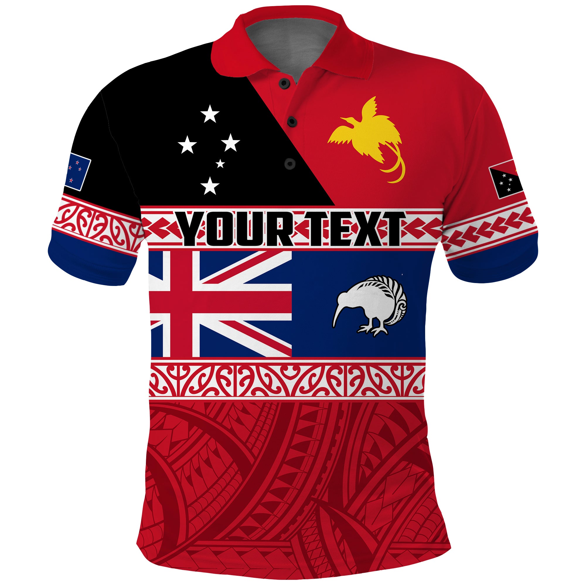 Custom Papua New Guinea New Zealand Polo Shirt Polynesian PNG and NZ LT13 Unisex Red - Polynesian Pride