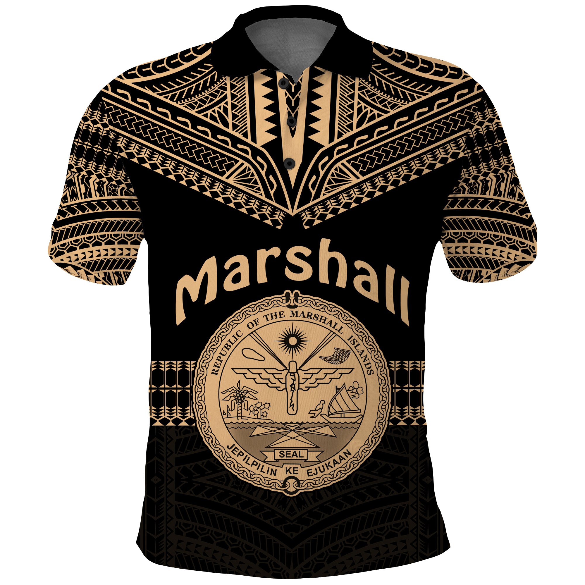 Marshall Islands Polo Shirt Best Tattoo Version Golden LT13 Unisex Golden - Polynesian Pride