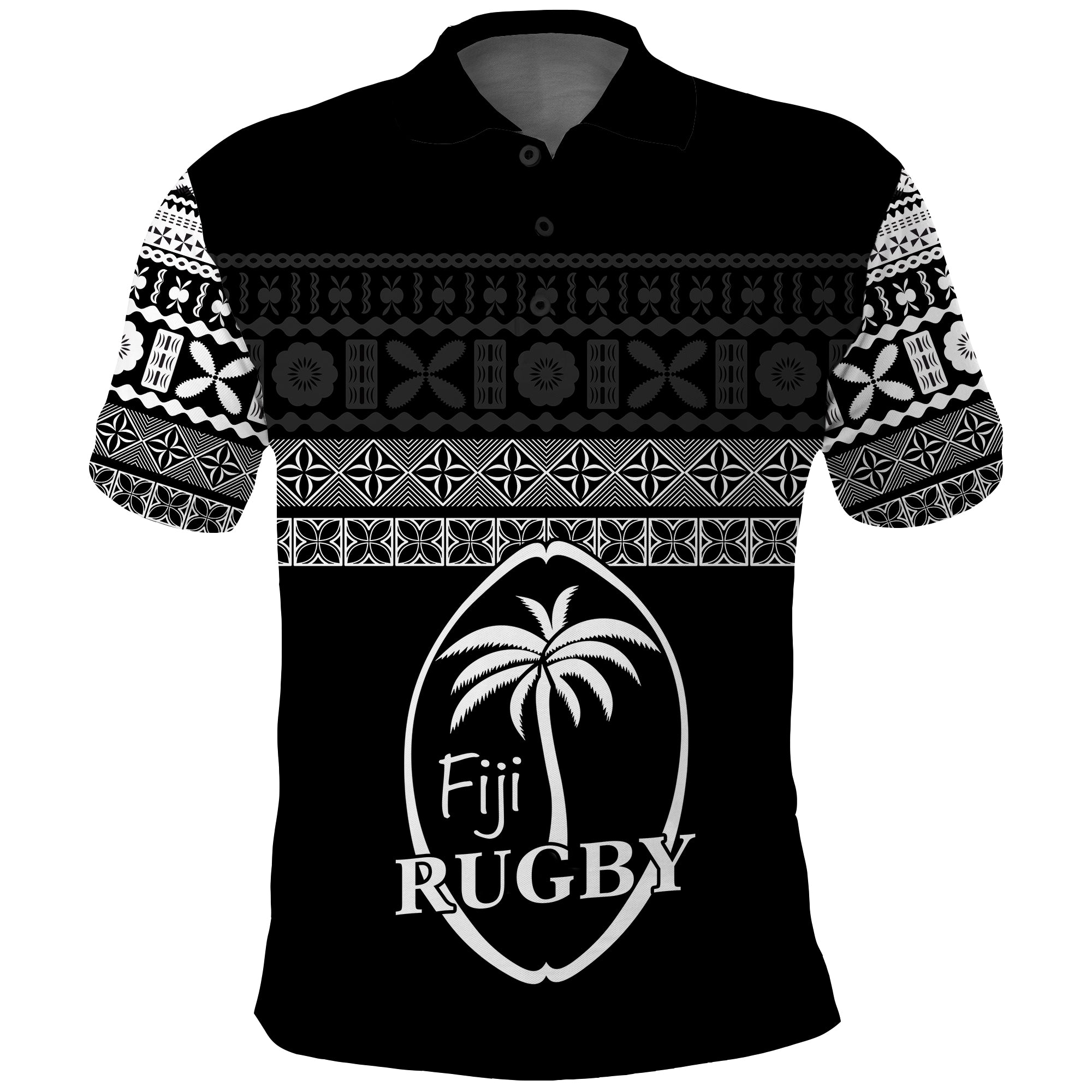 Fiji Rugby Polo Shirt Lifestyle 2022 Flying Fijians LT13 Unisex Black - Polynesian Pride