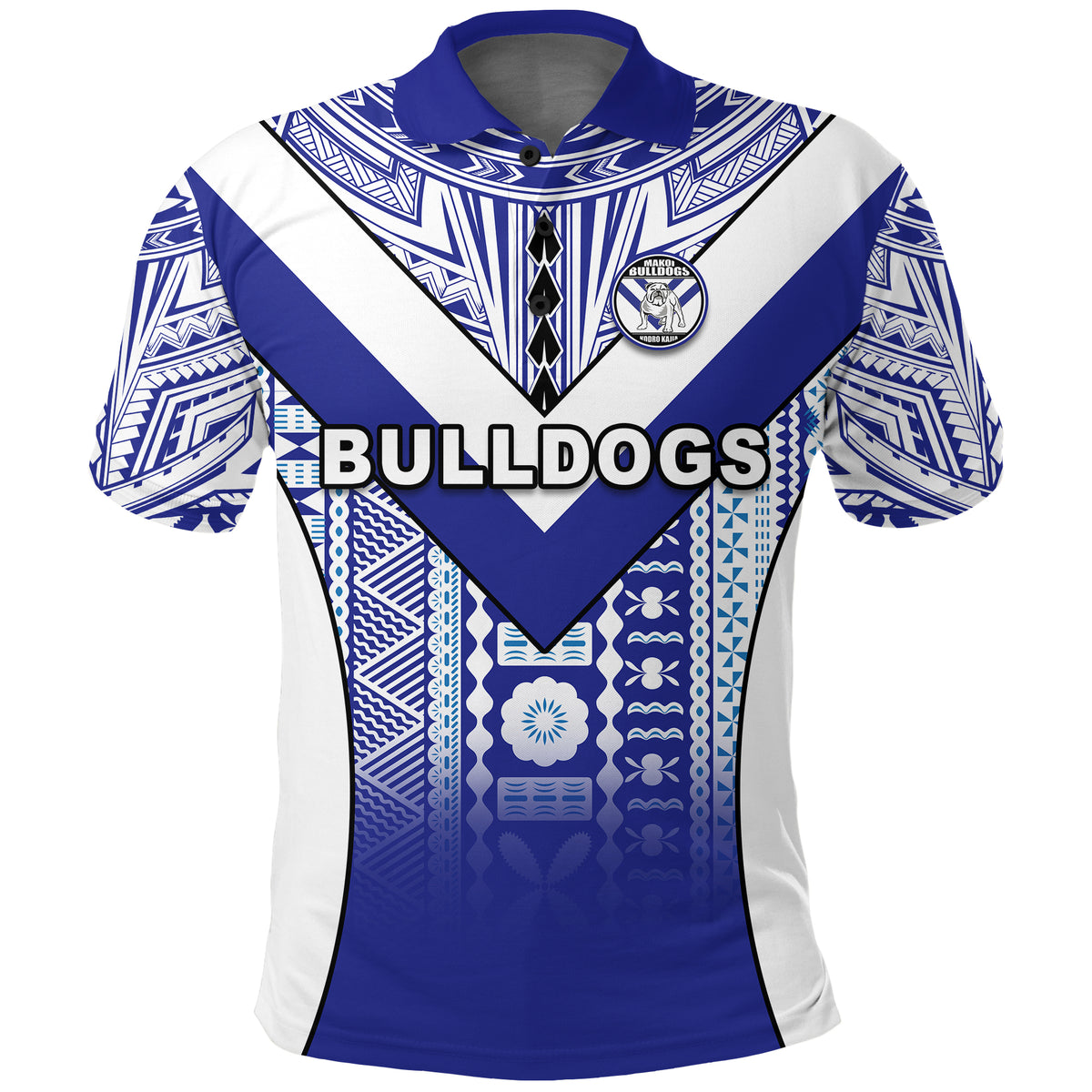 Custom Makoi Bulldogs Polo Shirt Mix Tapa Fijian Custom Text and Number LT13 - Polynesian Pride