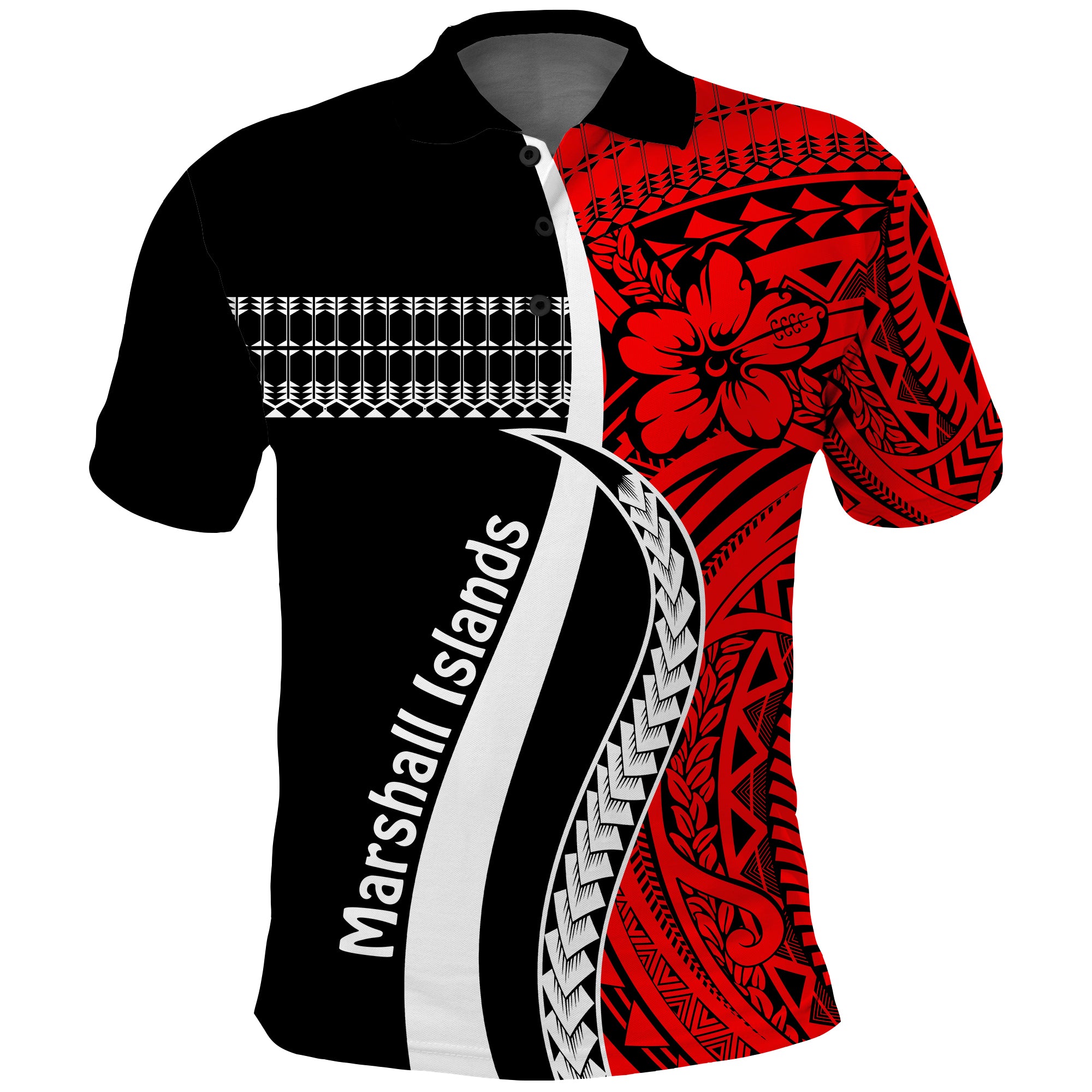 Marshall Islands Polo Shirt Simple Pattern Version Red LT13 Unisex Red - Polynesian Pride