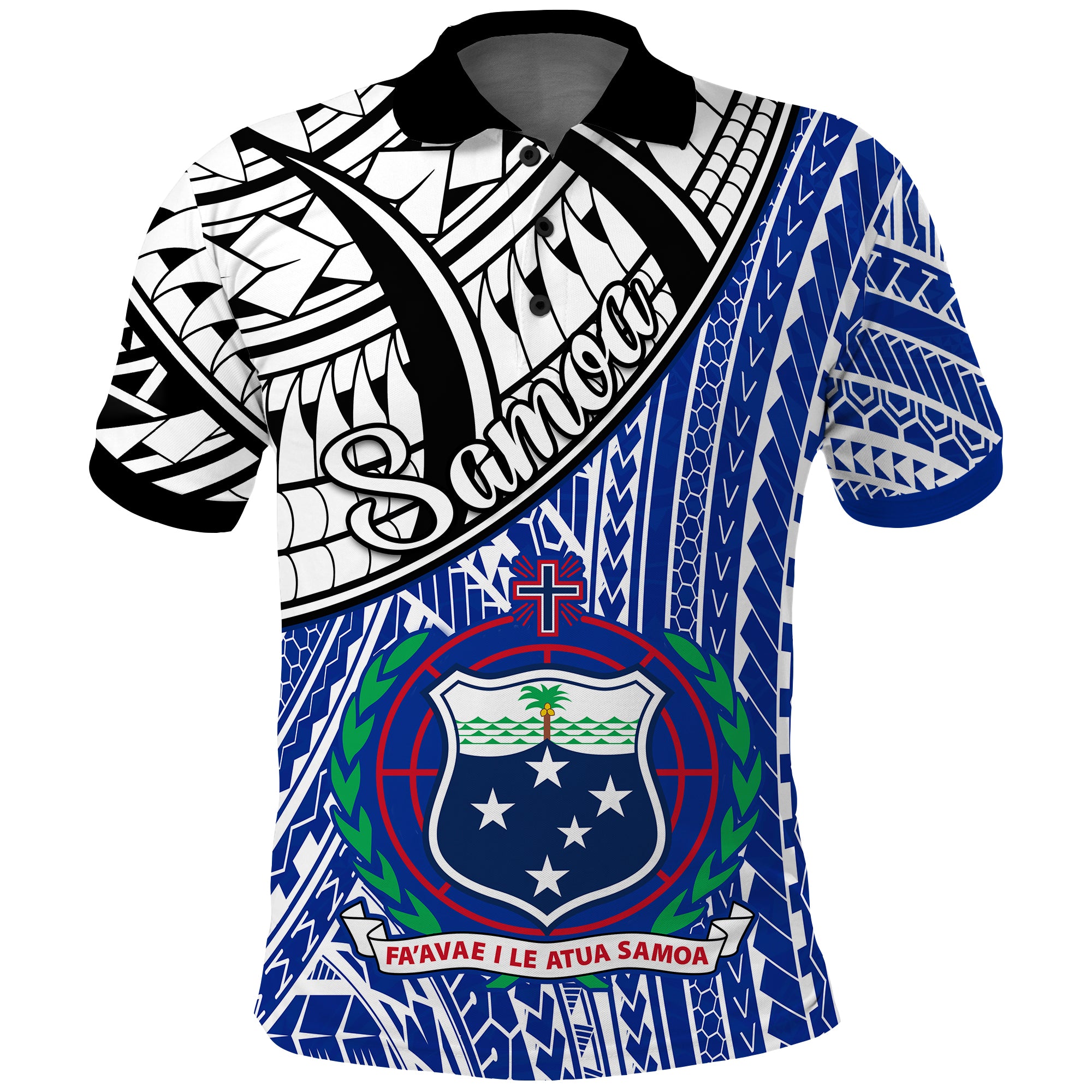 Samoa Polo Shirt Samoan Pattern Newest LT13 Adult Blue - Polynesian Pride