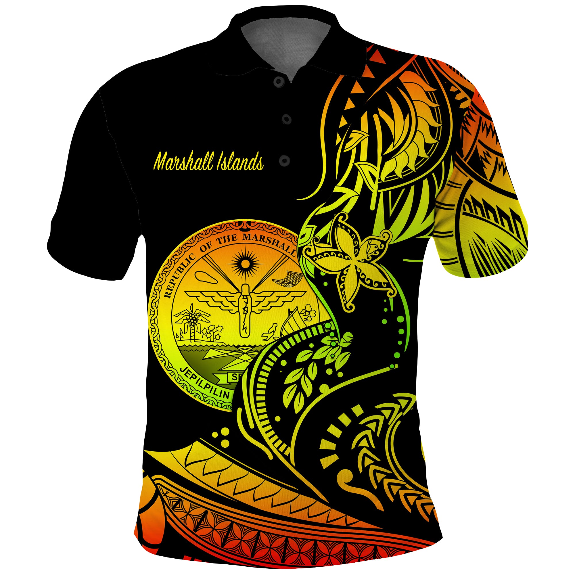 Marshall Islands Polo Shirt Proud Seal Star Version Reggae LT13 Unisex Reggae - Polynesian Pride