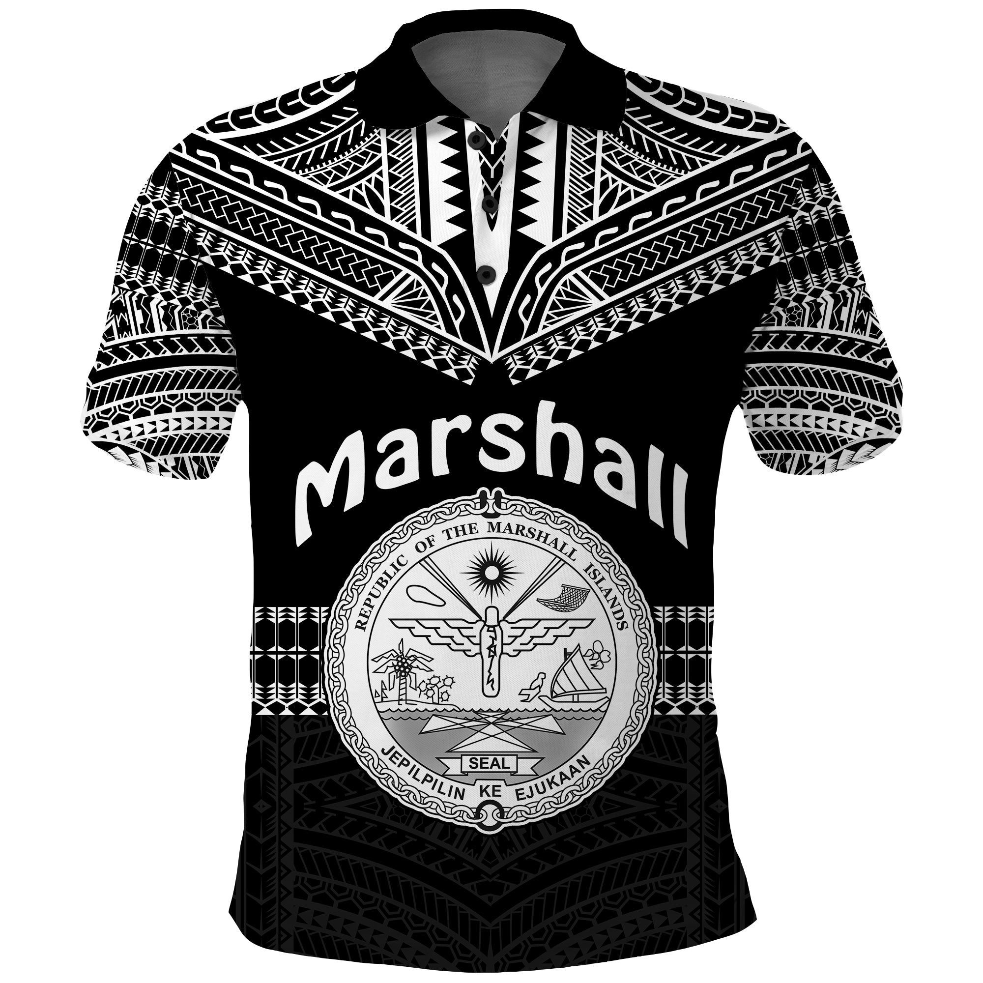 Marshall Islands Polo Shirt Best Tattoo Version Black LT13 Unisex Black - Polynesian Pride