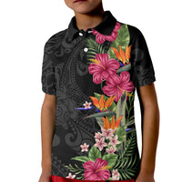 Hawaii Flowers Mix Tribal Pattern Polo Shirt KID LT6 Kid Art - Polynesian Pride