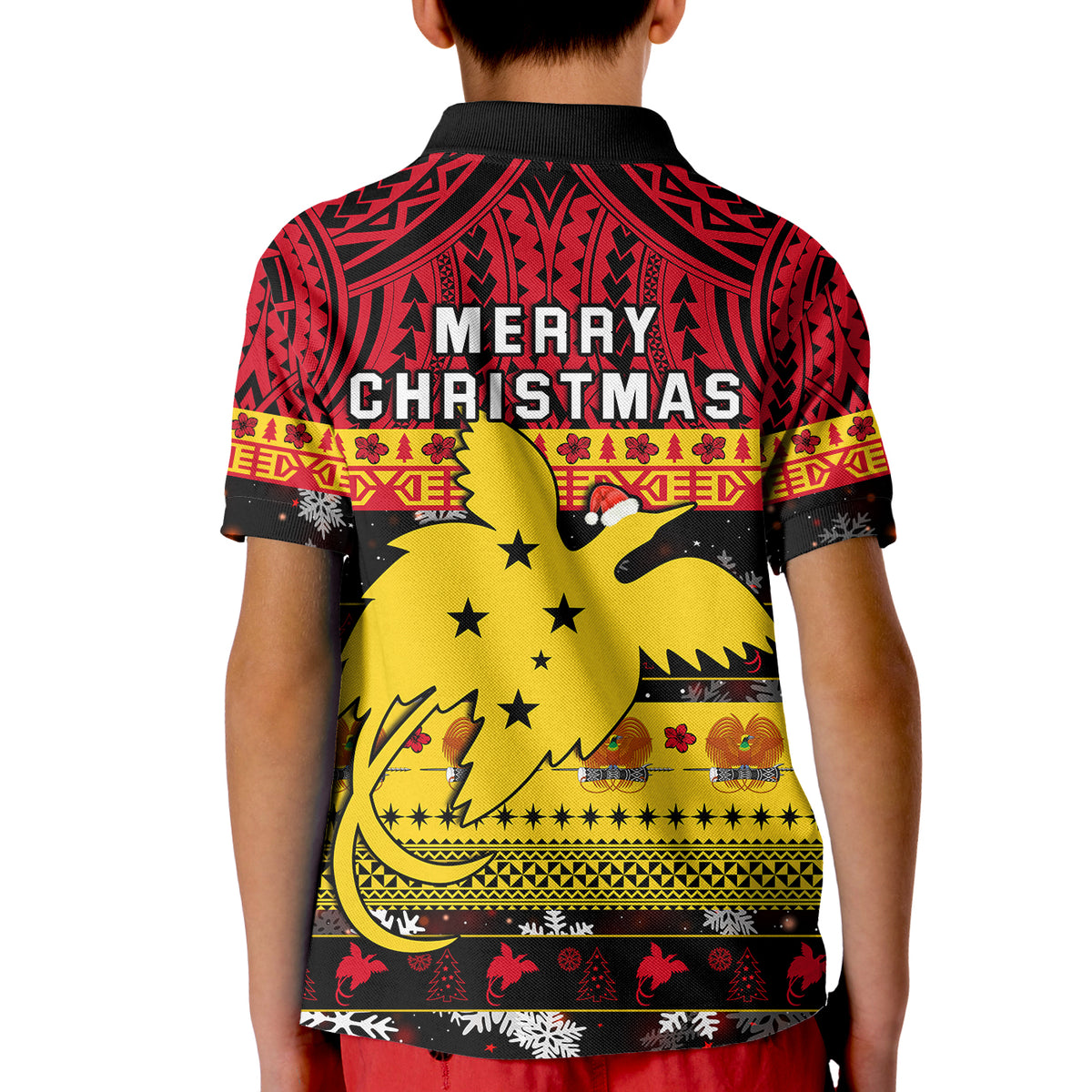 Papua New Guinea Christmas Polo Shirt KID Raggiana Loved LT13 - Polynesian Pride