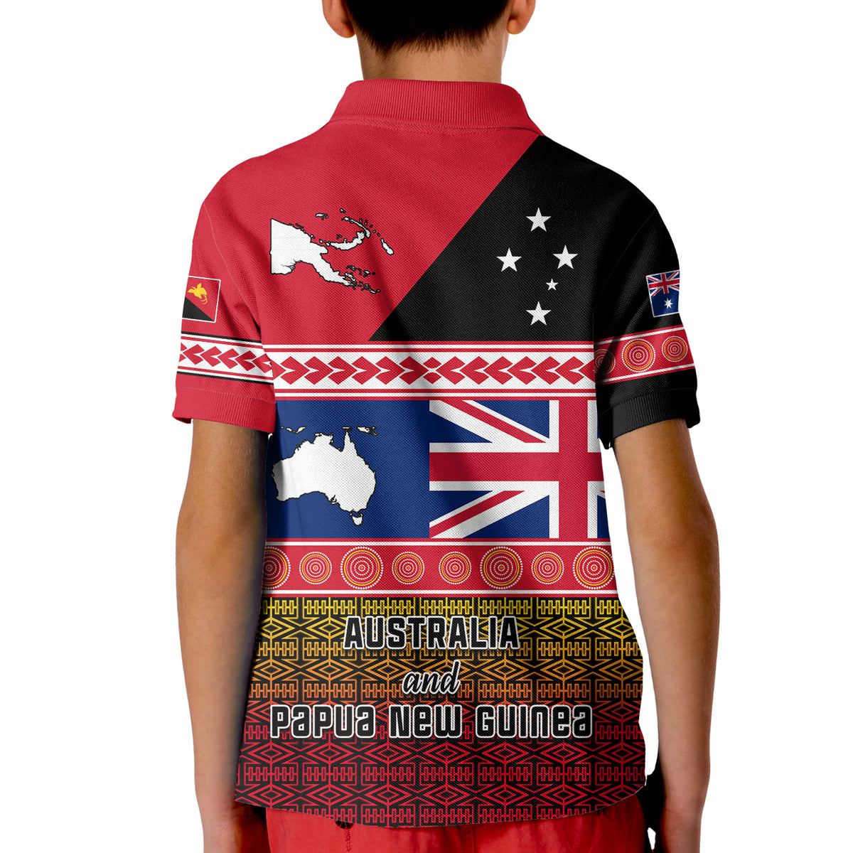 Papua New Guinea and Australia Polo Shirt KID Polynesian PNG and AUS LT13 - Polynesian Pride