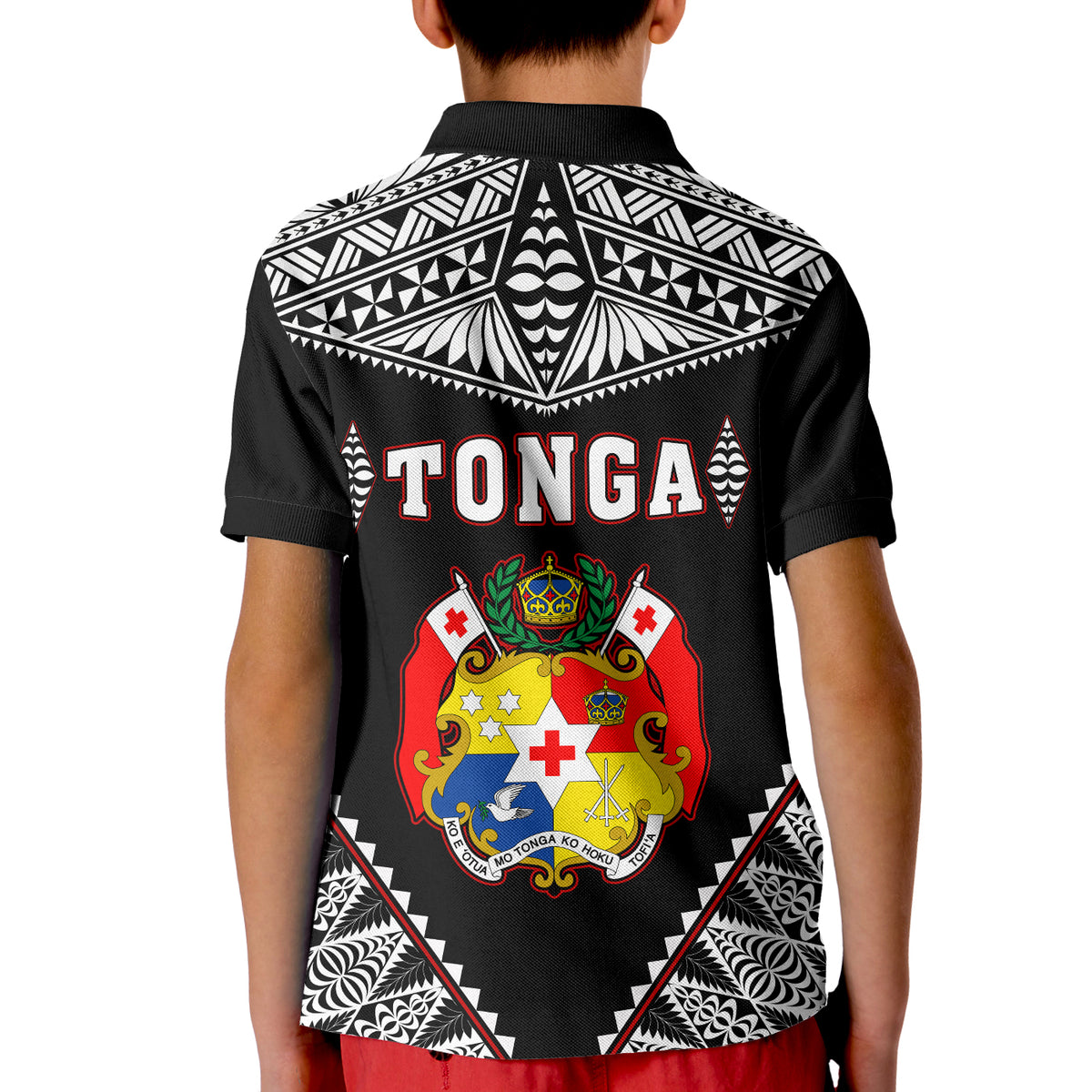 Tonga Polo Shirt KID Tongan Kupesi Pattern LT13 - Polynesian Pride
