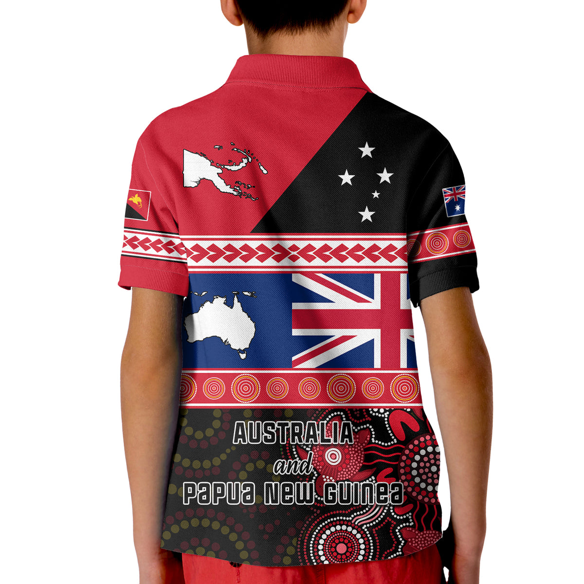 Papua New Guinea and Australia Polo Shirt KID Aboriginal PNG and AUS LT13 - Polynesian Pride
