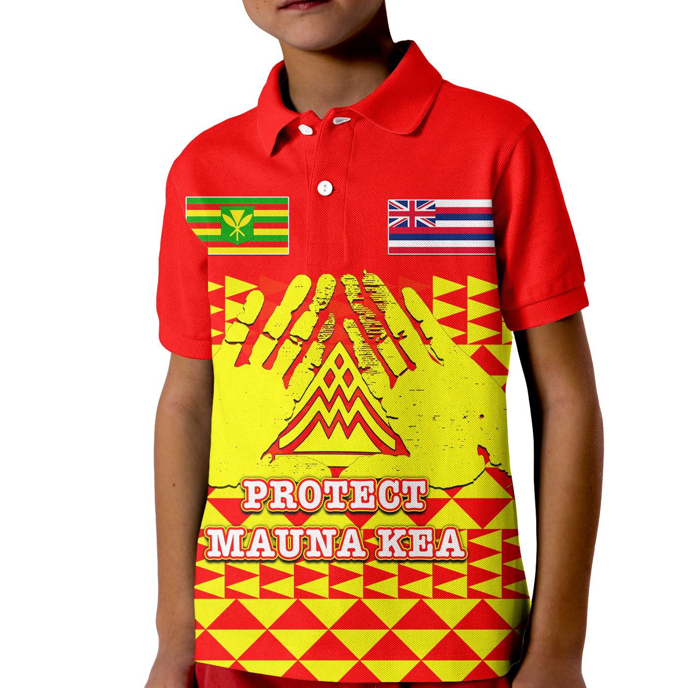 (Custom Personalised)Hawaii Polo Shirt KID Protect Mauna Kea LT6 Unisex Red - Polynesian Pride