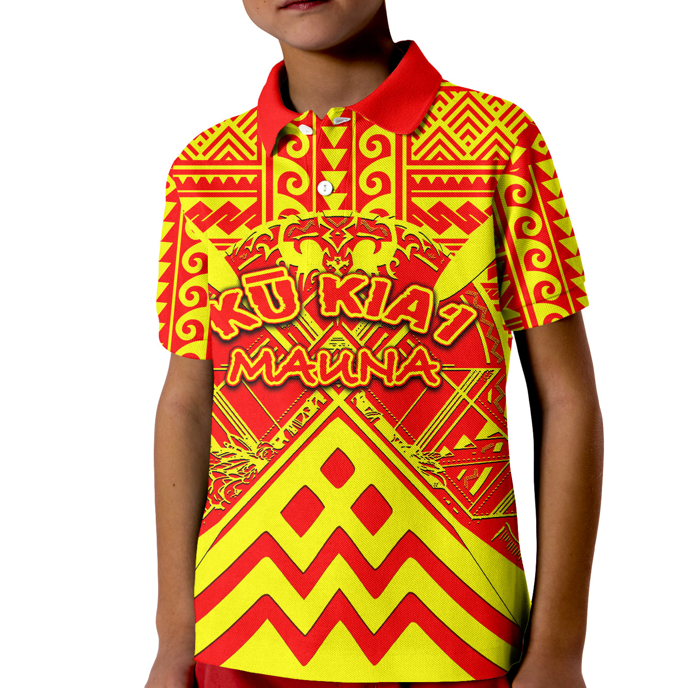 (Custom Personalised)Hawaii Mauna Kea Polo Shirt KID LT6 Unisex Red - Polynesian Pride