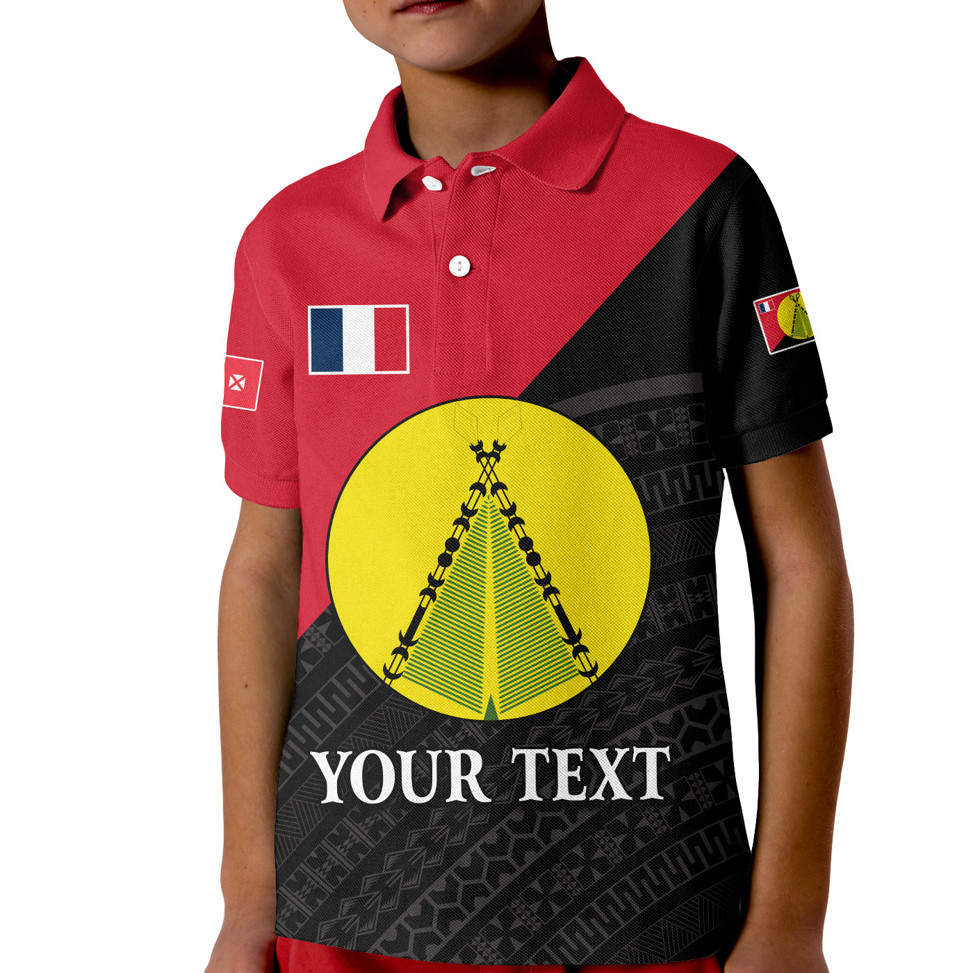 (Custom Personalised) Sigave Chiefdom Wallis et Futuna Polo Shirt KID Polynesian Pattern and Flag LT13 Unisex Red - Polynesian Pride