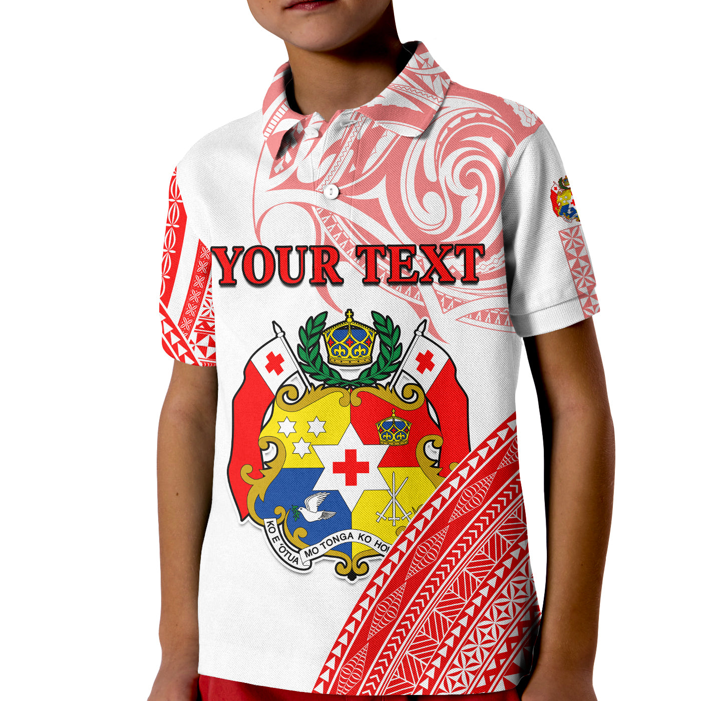 (Custom Personalised) Tonga Polo Shirt KID Tongan Pattern Blithesome LT13 Unisex Red - Polynesian Pride