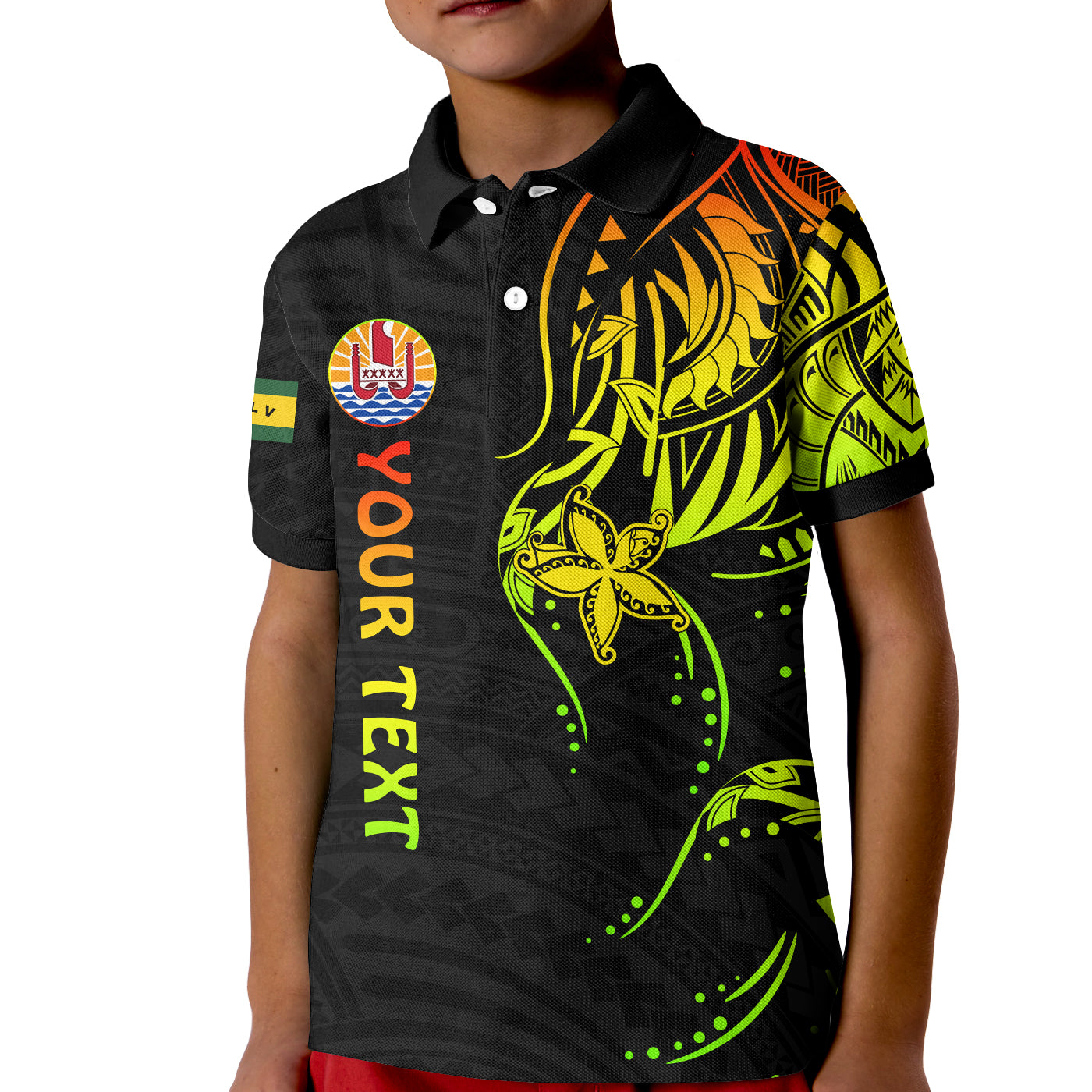 (Custom Personalised) Society Islands Polo Shirt KID Mix Pattern Leeward Islands French Polynesia LT13 Unisex Reggae - Polynesian Pride