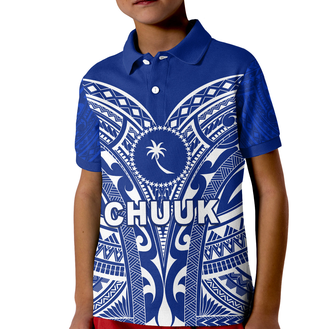 Chuuk Polo Shirt KID Micronesia Simple Pattern LT13 Unisex Blue - Polynesian Pride