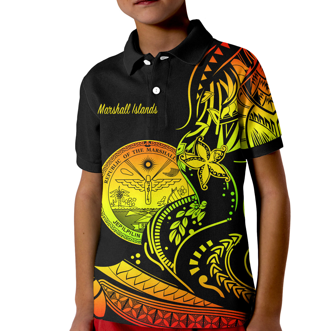 Marshall Islands Polo Shirt KID Proud Seal Star Version Reggae LT13 Unisex Reggae - Polynesian Pride