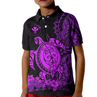 Hawaii Polynesian Polo Shirt KID Purple Sea Turtles Hawaiian LT13 Unisex Purple - Polynesian Pride