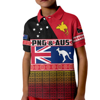 Papua New Guinea and Australia Polo Shirt KID Polynesian PNG and AUS LT13 Unisex Black - Polynesian Pride