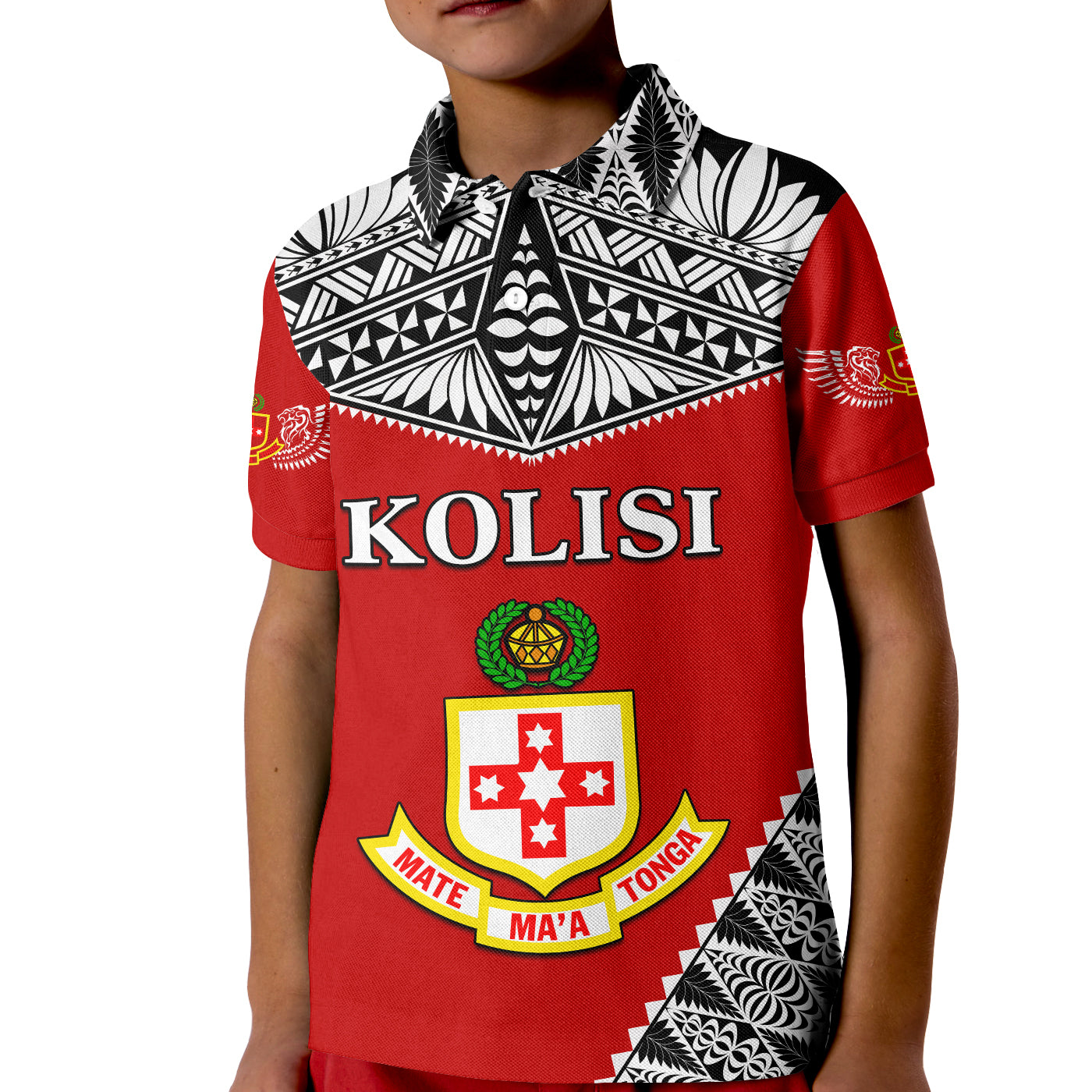 Kolisi Tonga Polo Shirt KID College 'Atele Mate Ma'a Tonga LT13 Unisex Red - Polynesian Pride