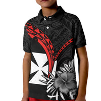 Wallis et Futuna Polo Shirt KID Polynesian Pattern and Hibiscus Flowers Version Black LT13 Unisex Black - Polynesian Pride