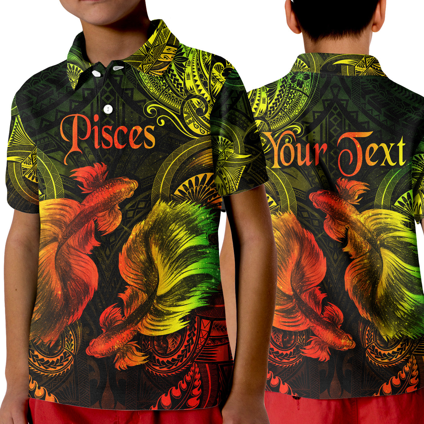 (Custom Personalised) Pisces Zodiac Polynesian Polo Shirt KID Unique Style - Reggae LT8 Unisex Reggae - Polynesian Pride