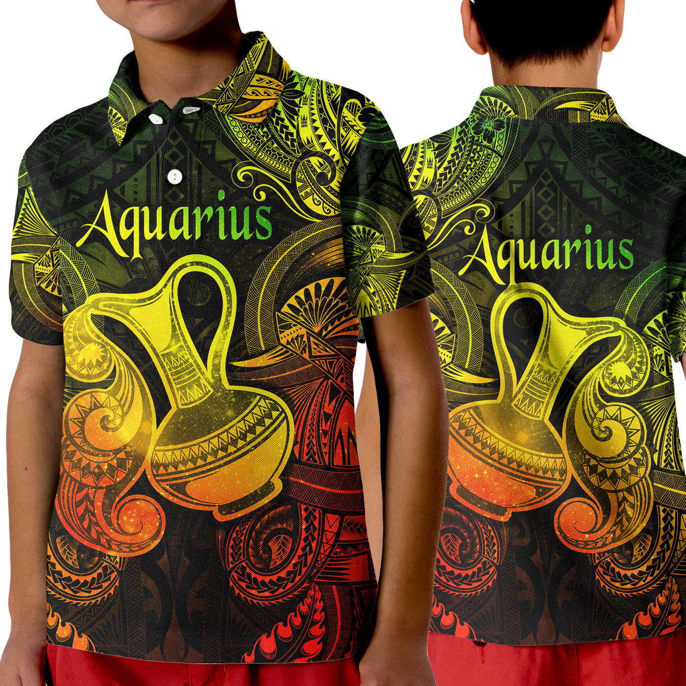 Aquarius Zodiac Polynesian Polo Shirt KID Unique Style - Reggae LT8 Unisex Reggae - Polynesian Pride