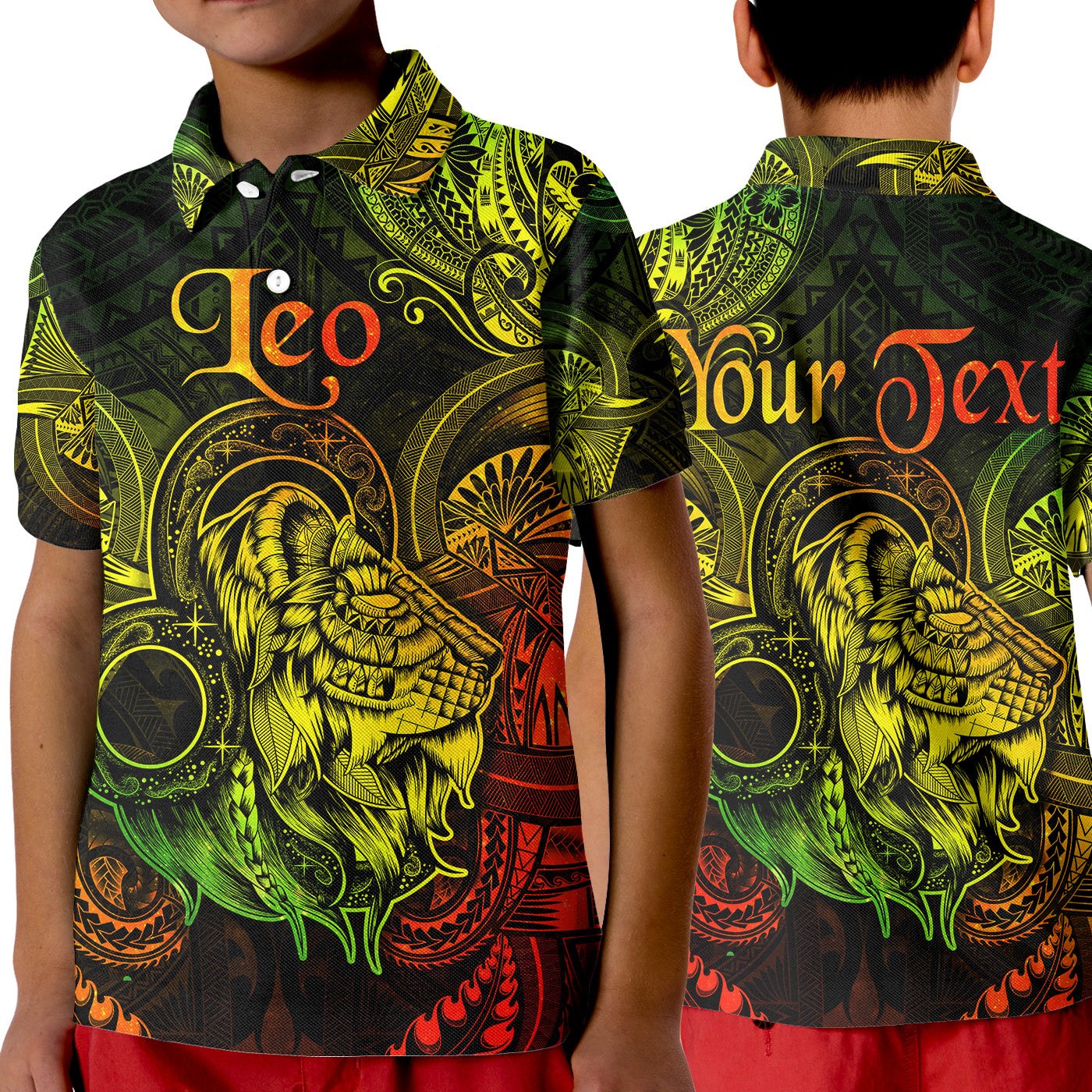 (Custom Personalised) Leo Zodiac Polynesian Polo Shirt KID Unique Style - Reggae LT8 Unisex Reggae - Polynesian Pride