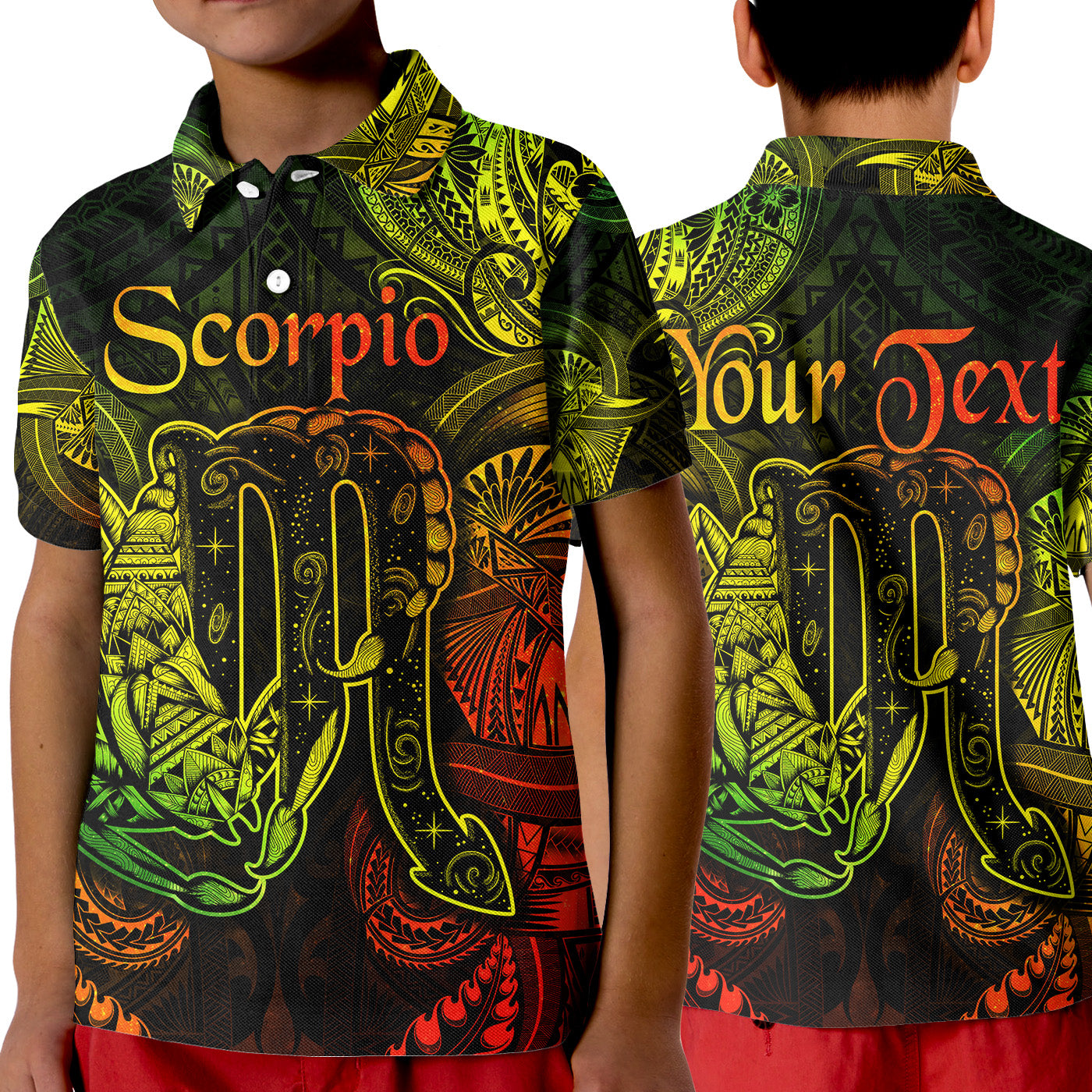 (Custom Personalised) Scorpio Zodiac Polynesian Polo Shirt KID Unique Style - Reggae LT8 Unisex Reggae - Polynesian Pride