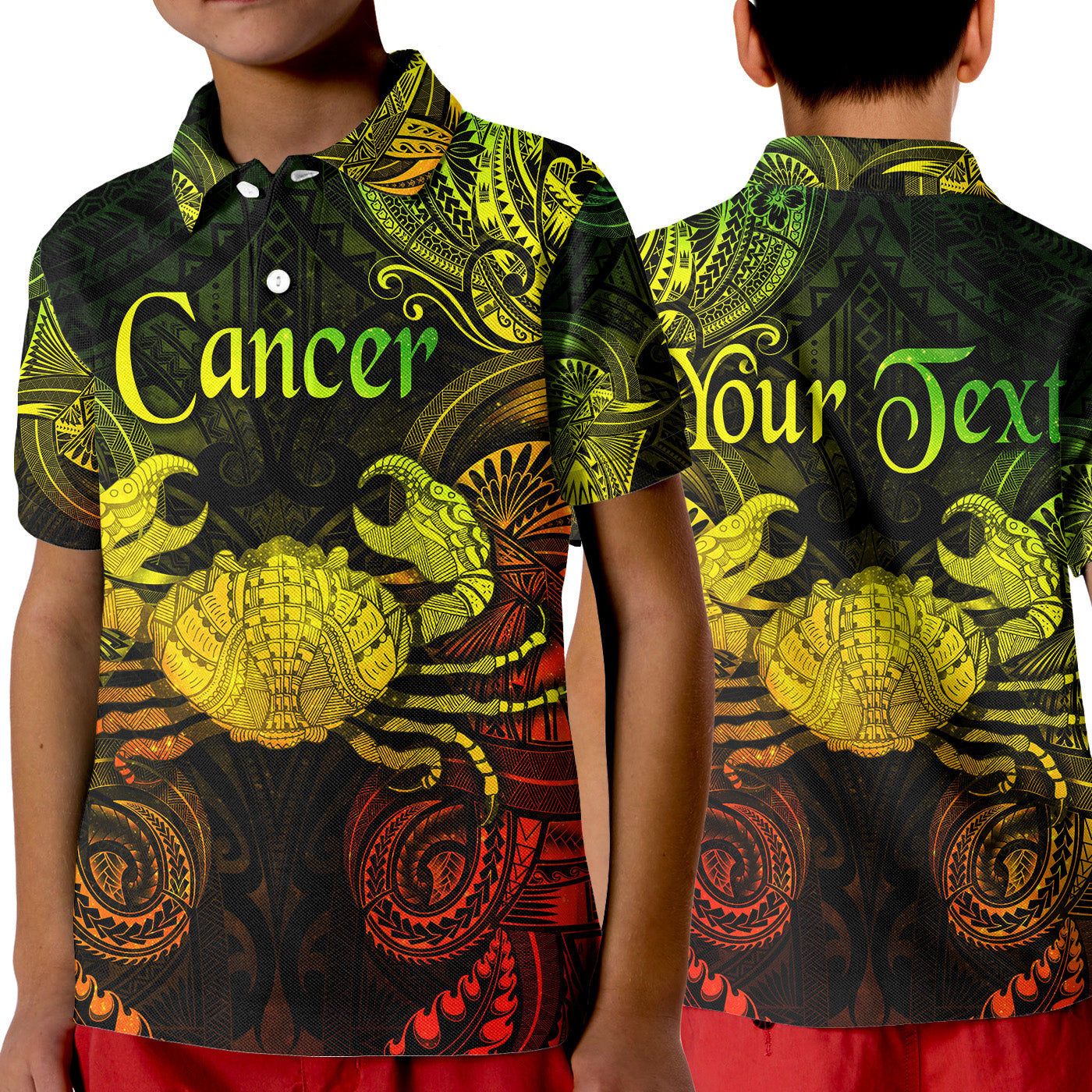 (Custom Personalised) Cancer Zodiac Polynesian Polo Shirt KID Unique Style - Reggae LT8 Unisex Reggae - Polynesian Pride