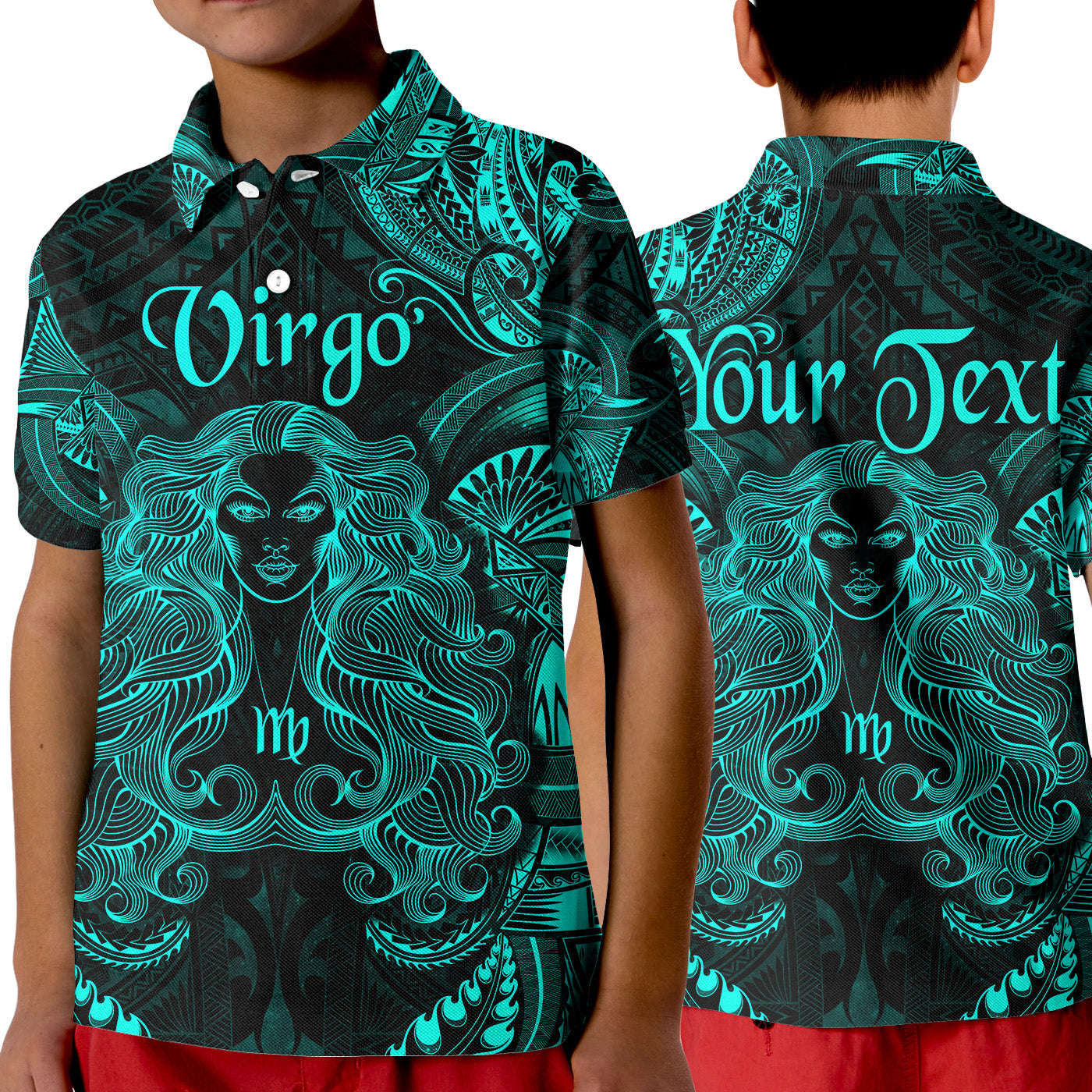 (Custom Personalised) Virgo Zodiac Polynesian Polo Shirt KID Unique Style - Turquoise LT8 Unisex Turquoise - Polynesian Pride