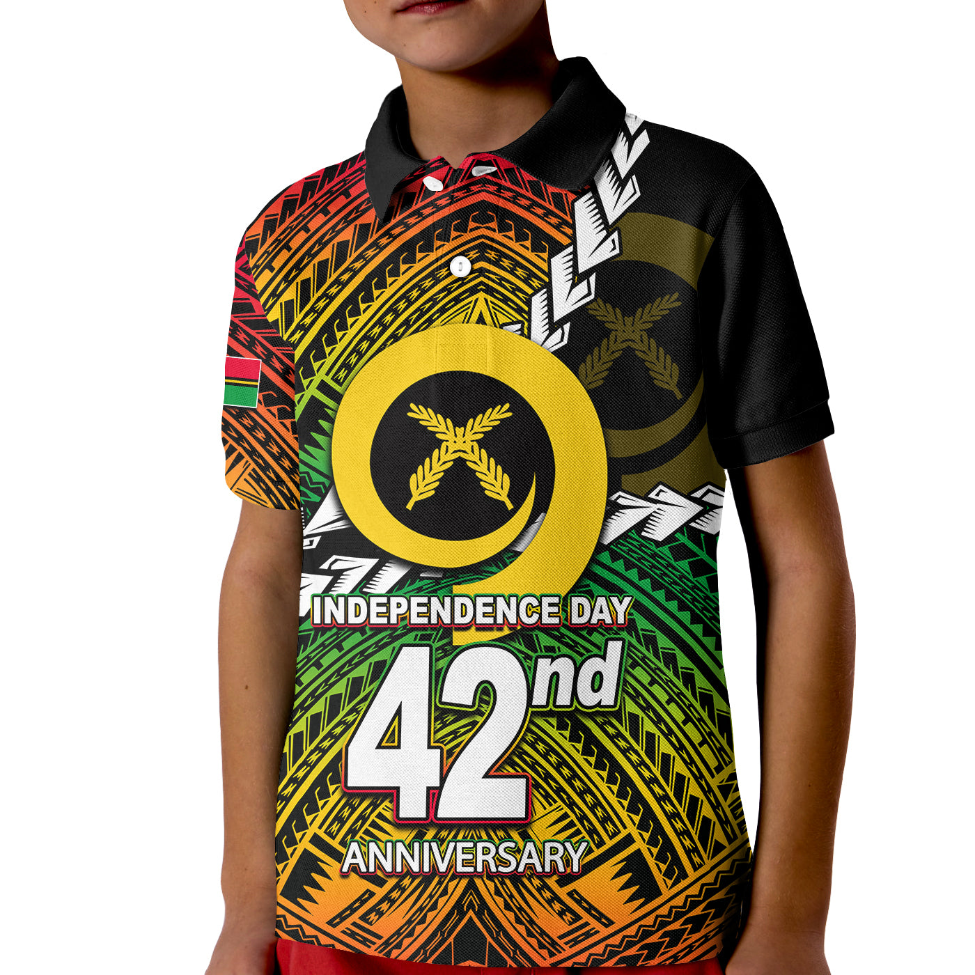 (Custom Personalised) Vanuatu Independence Day 42nd Anniversary Polo Shirt KID LT6 Unisex Red - Polynesian Pride