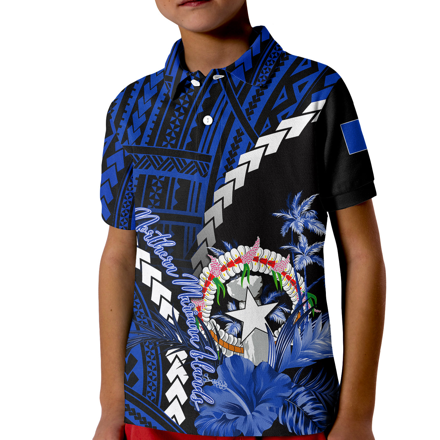 (Custom Personalised)Northern Mariana Islands Polo Shirt KID Polynesian Style Blue Color LT6 Unisex Blue - Polynesian Pride