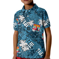 Fiji Hibiscus Polo Shirt KID Hawaii Style No.1 LT6 Unisex Blue - Polynesian Pride