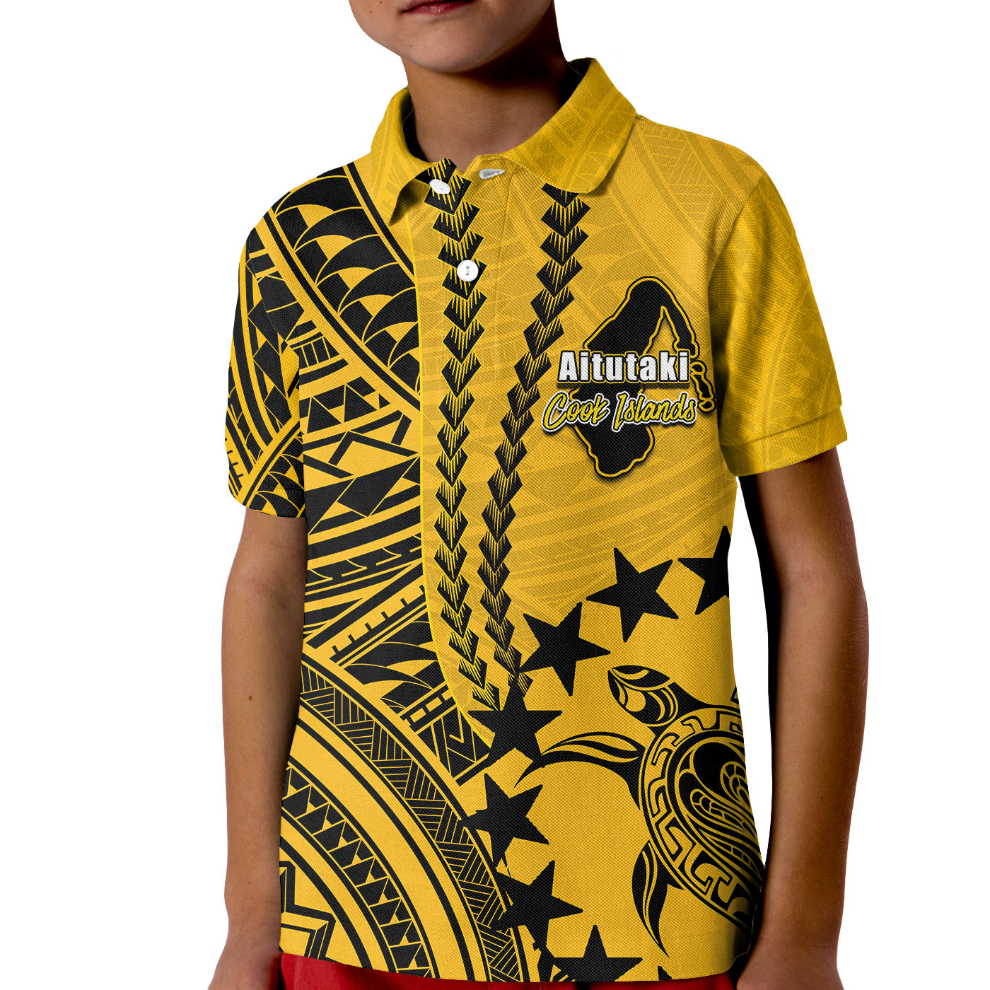 Cook Islands Aitutaki Polynesian Polo Shirt KID LT6 Unisex Yellow - Polynesian Pride