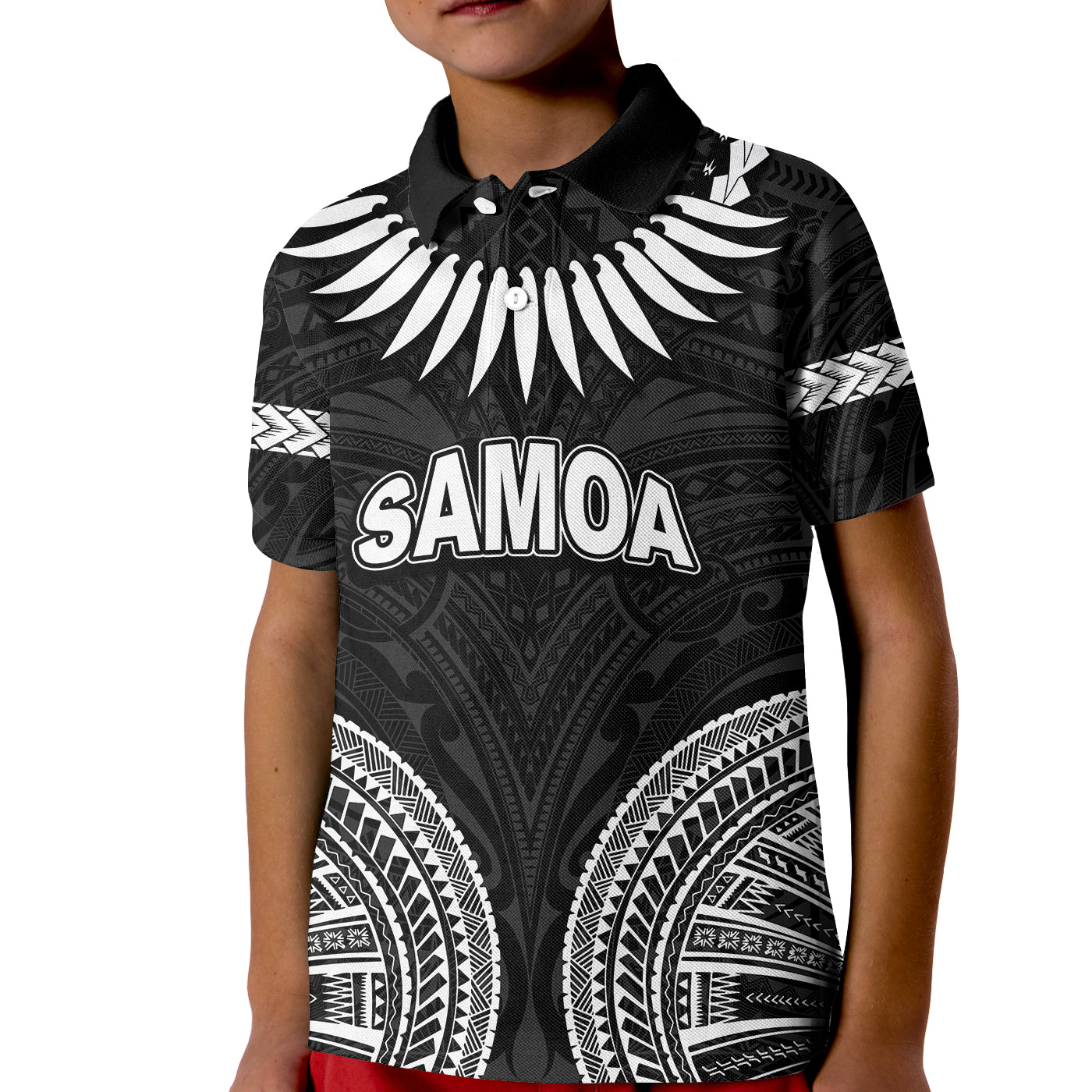 (Custom Personalised) Samoa Ula Nifo Tribal Polo Shirt KID White Style LT6 Unisex White - Polynesian Pride