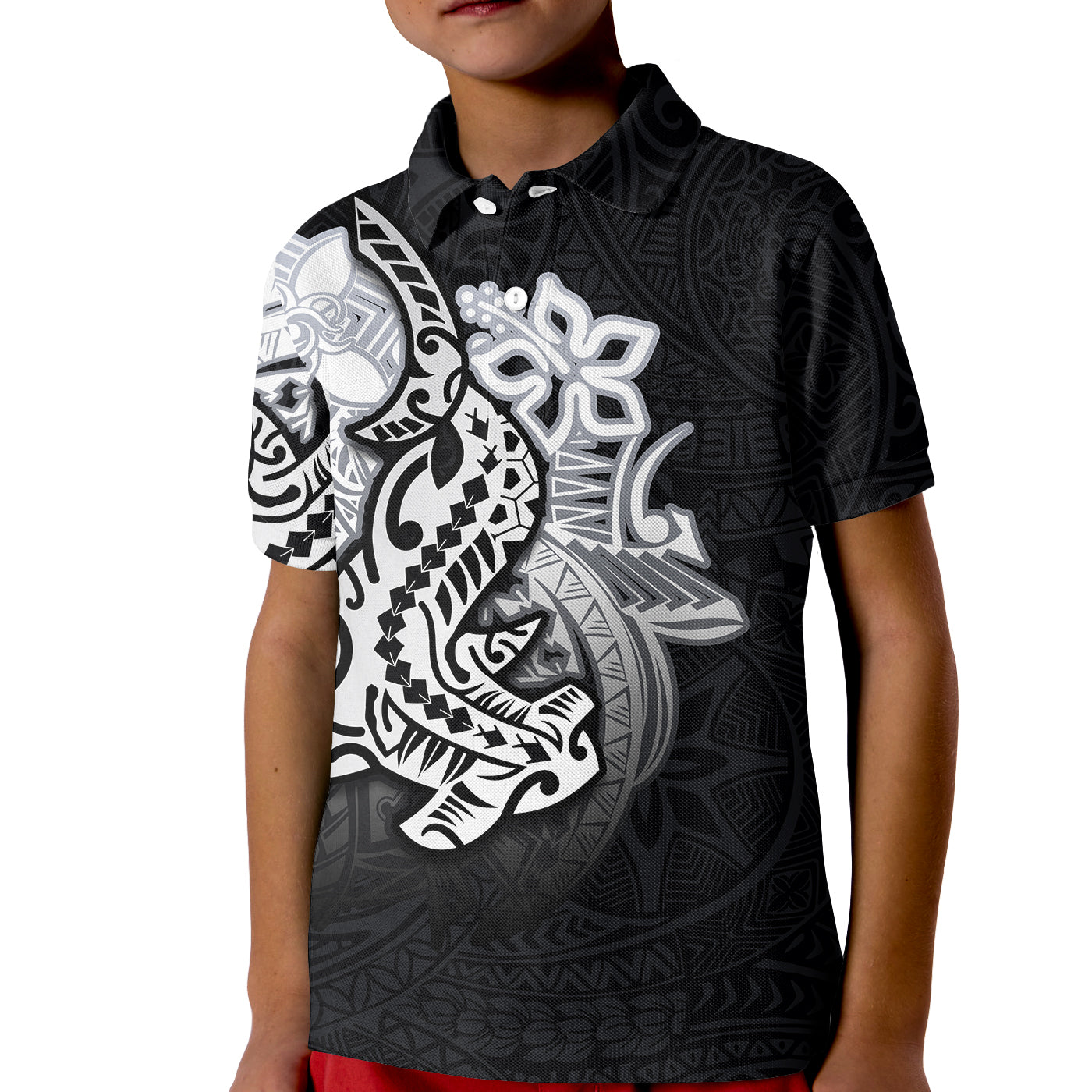 (Custom Personalised) Hammerhead shark Polo Shirt KID Polynesian Black Style LT6 Unisex Black - Polynesian Pride