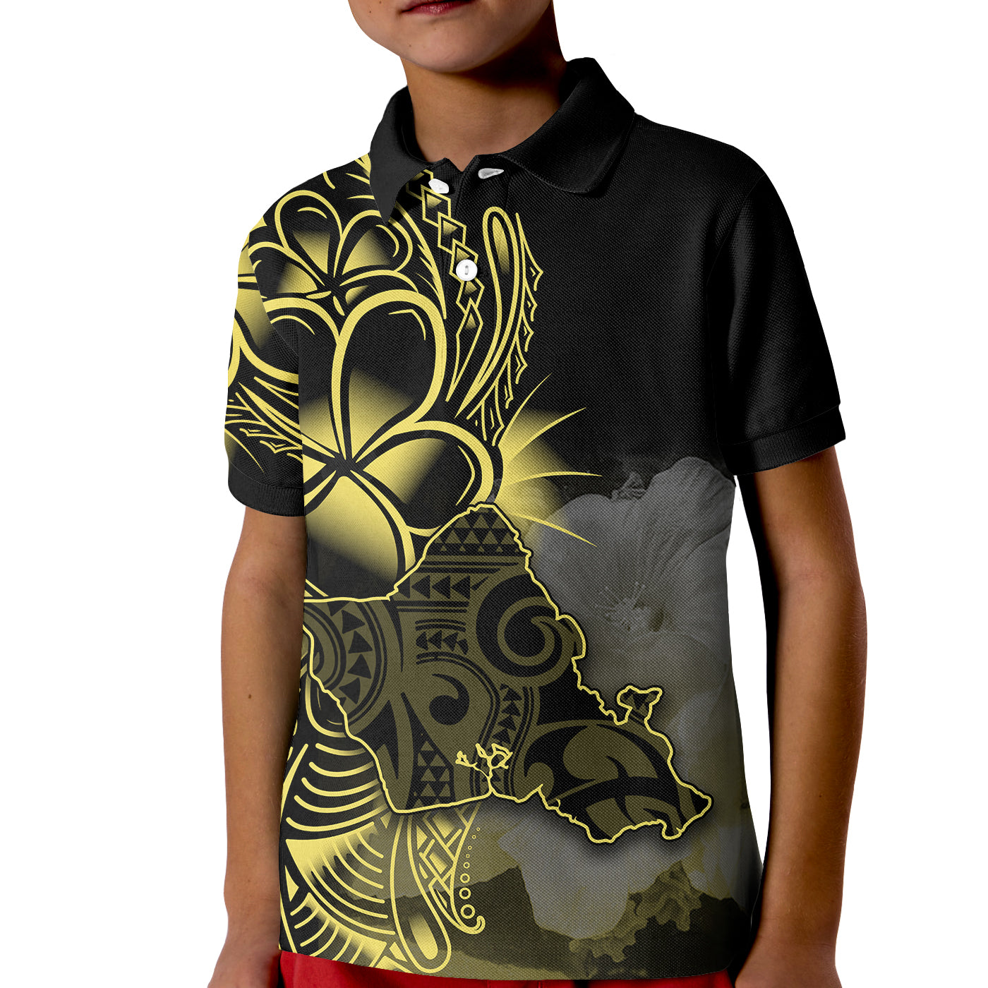 Hawaiian Islands Polo Shirt KID Oahu Map LT6 Unisex Yellow - Polynesian Pride