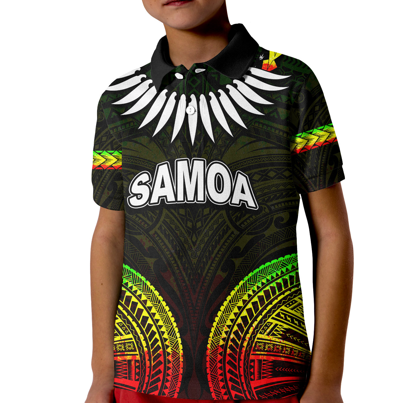 (Custom Personalised) Samoa Ula Nifo Tribal Polo Shirt KID Regage Style LT6 Unisex Reggage - Polynesian Pride