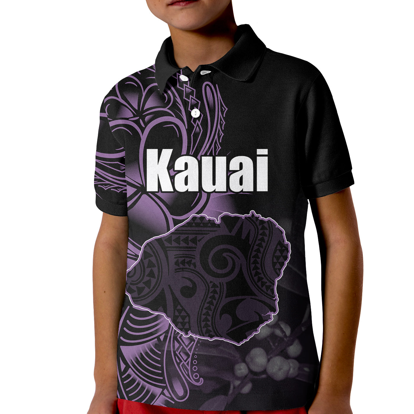 (Custom Personalised) Hawaiian Islands Polo Shirt KID Kauai LT6 Unisex Purple - Polynesian Pride