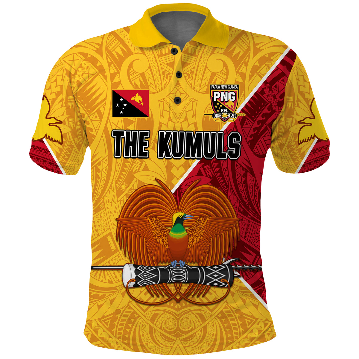 The Kumuls PNG Polo Shirt KID Papua New Guinea Polynesian Dynamic Style LT14 Adult Yellow - Polynesian Pride